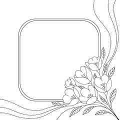 Elegant Floral Frame Design with Rounded Square and Dotted Accents for Invitations and Creative Projects