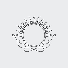 Minimalist Sun Illustration with Decorative Swirls a One Line Drawing for Modern Design and Creative Projects