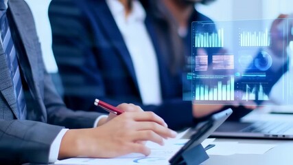 Diverse Business Team Analyzing Data and Collaborating with Technology Integration - Powered by Adobe