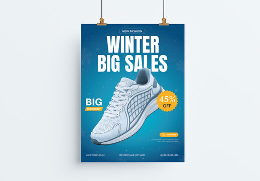 Sport Sneaker Winter Sale Poster Template