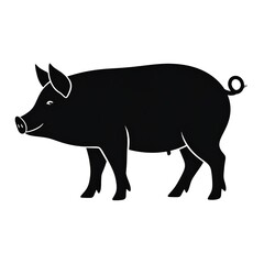 Fototapeta premium Silhouetted illustration of a domestic pig in profile, showcasing its distinct features
