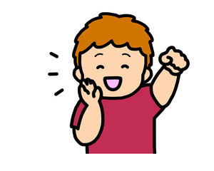 応援する　茶髪の男の子