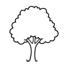Simple outline drawing of a cartoon tree, ideal for kids' activities