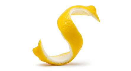 Twisted Lemon Peel Spiral on a White Background zest citrus