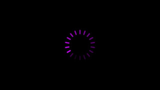 Purple rotating loading spinner animation with circular buffer motion, smooth UI preloader loop for web apps, mobile interfaces, dashboards, digital platforms and modern software