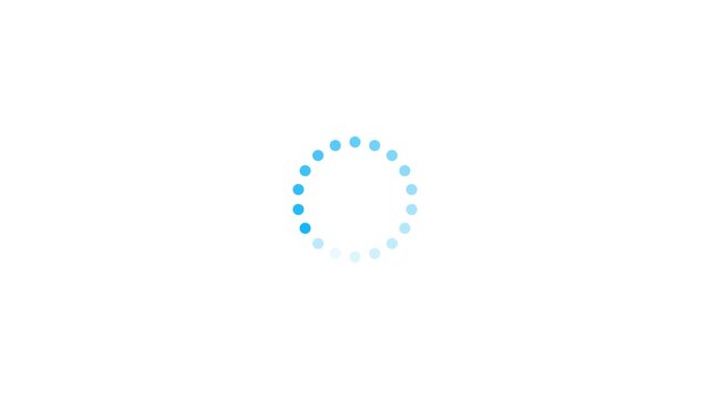 Light-blue circular loading spinner animation on bright white background, smooth rotating buffer loop for mobile applications, website UI, dashboards and modern software platforms