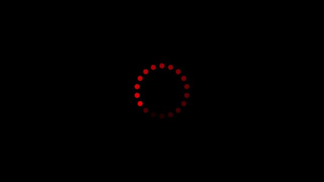 Red rotating loading spinner animation on dark background, smooth circular buffer loop, modern UI preloader element for apps, dashboards, website interfaces and digital software systems