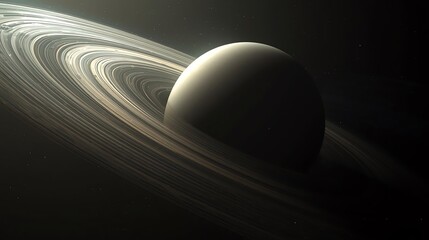 Saturn Planet with Rings in Deep Space