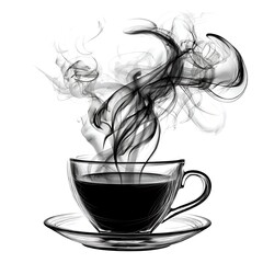Steaming Coffee Cup Sketch Illustration