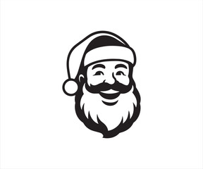 Smiling Santa Claus Face Illustration in Classic Line Art Style