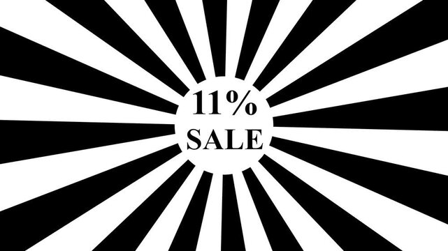 Comic retro background. Sunburst, radial, sunlight, 11% ,SALE ,circus, stripe background rotation Fantastic tunnel, .Abstract tunnel .Wallpaper with black and white shapes..