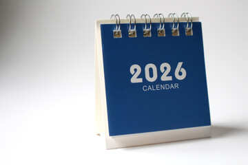 Monthly calendar template for the new year 2026 desk calendar,isolated on white background	