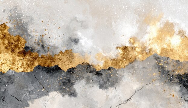 Abstract landscape of gold and gray