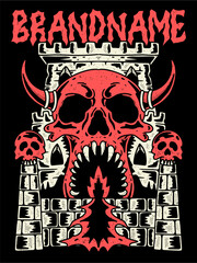 tshirt illustration design metal band merchandise skull castle