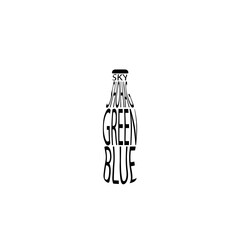 Creative Typography Bottle Shape Design with Words SKY, SHOHAG, GREEN, BLUE