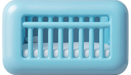 Charming 3D baby crib perfect for nursery designs, capturing the innocence of childhood, ideal for parenting blogs and baby product marketing, conveying safety and comfort with sweet appeal