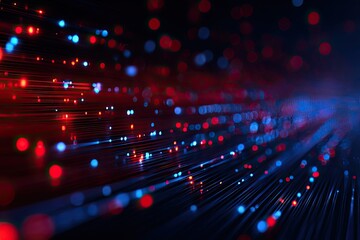 Abstract digital representation of flowing light particles, rendered with bokeh effects