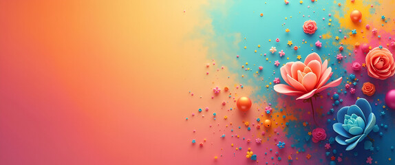 A vibrant abstract representation of a motivational blog page layout, designed with a clear copy space, enabling visual storytelling on modern media devices.