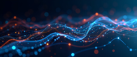 An abstract representation of smart workflows illustrated through colorful lines and shapes, ideal for conceptual advertising and digital design with ample negative space.