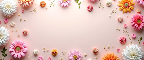 An artistically crafted collection of birthday DIY decorations, beautifully arranged with unique items and negative space for a creative backdrop.