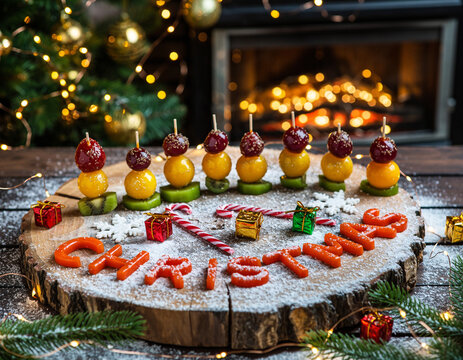 Merry Christmas Tanghulu: Festive Candied Fruit Skewers with Holiday Message