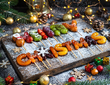 Merry Christmas Tanghulu: Festive Candied Fruit Skewers with Holiday Message