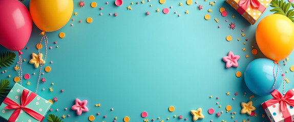 Experience a vibrant 40th birthday theme with bold colors and stylish decorations, ensuring ample copy space for messages that celebrate this life stage.