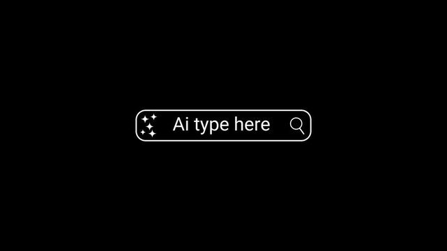 Minimalist Search Bar with AI Text and Sparkle Icons on Black Background artificial intelligence text input