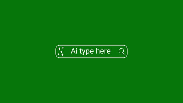 Search Bar with AI Text and Sparkle Icons on Green Background artificial intelligence text input