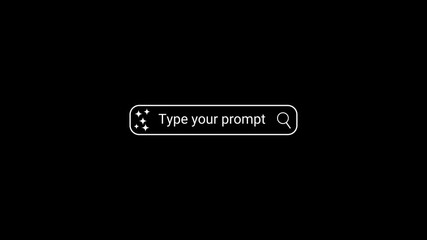 Search Bar Interface with " Type your prompt" Text and Magnifying Glass Icon on Black Background AI prompt