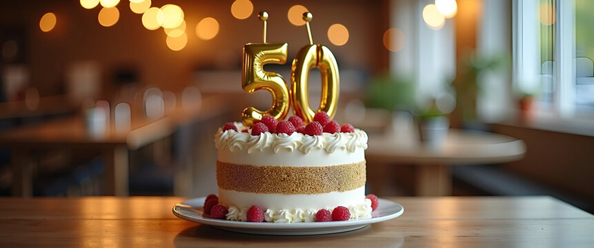 Find unique 50th birthday gift ideas in an inviting setting, highlighted with thoughtful decorations, leaving ample copy space for personalized messages.