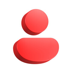 3d rendering icon profile in red color