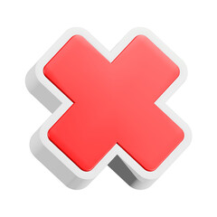 3d rendering cross mark in red color