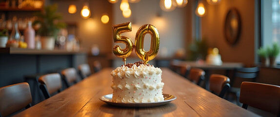 Find unique 50th birthday gift ideas in an inviting setting, highlighted with thoughtful decorations, leaving ample copy space for personalized messages.