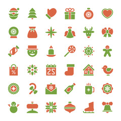 Christmas Icons Vector Set with Decorations and Objects