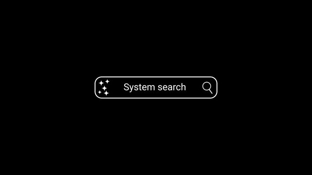 Search bar with the text " System search" and a magnifying glass icon on a black background search engine