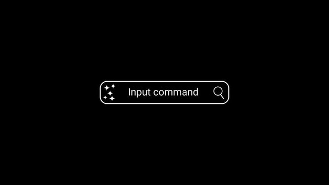Search bar with text " Input command" and magnifying glass icon on black background input field text box