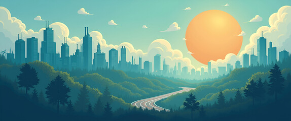 An evocative graphic representation of traffic pollution, captured through imaginative designs and ample copy space for impactful messages regarding environmental health.