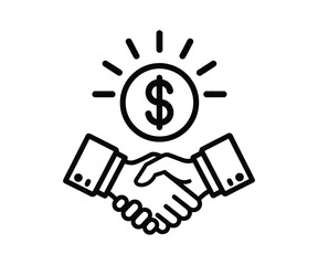 Business deal icon vector concept handshake money illustration