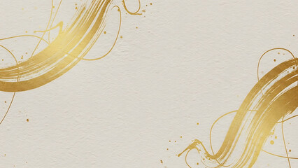 Golden Brush Art Background, Luxurious Japanese Style Texture, Abstract Gold Asian Design, Elegant Washi Style Backdrop