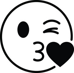 Winking kiss emoji with heart icon