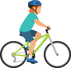 Child riding bicycle with helmet