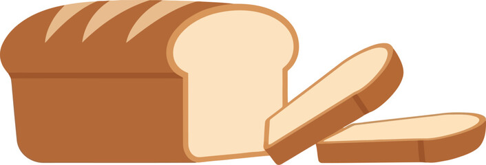 Sliced white bread loaf, flat illustration