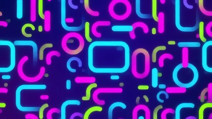 Vibrant Abstract Neon Shapes Animation A Dynamic Background Loop with RetroFuturistic Design Perfect for Music Visuals Gaming Streams and Creative Projects Featuring Glowing Lines and Geometric Patte. - Powered by Adobe