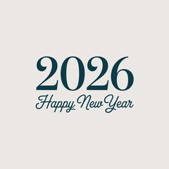 New Year 2026 greeting card vector design with festive text and decorative elements