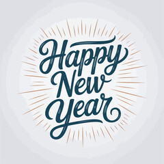 Happy new year vector design with festive label and decorative elements