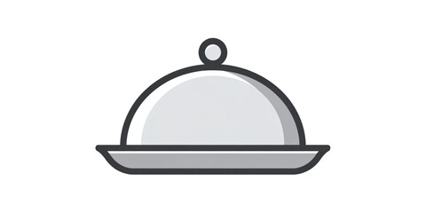 A simple, clean illustration of a silver serving cloche on a plate