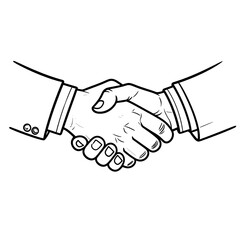 Monochrome illustration of two hands clasping in a handshake
