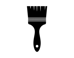 Silhouetted paint brush, black on white background
