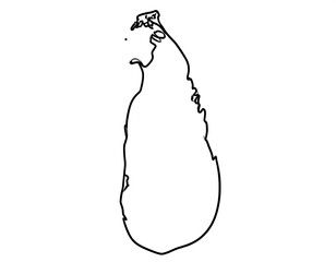 Simple black outline of a teardrop-shaped island on white background